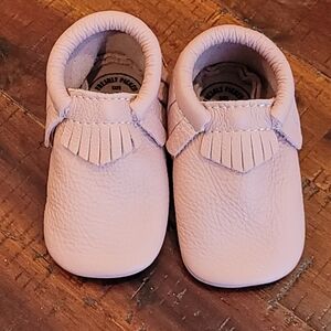 Freshly Picked Pale Pink Leather Baby Moccasins